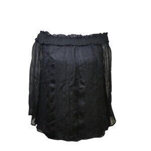 American Eagle Black Semi Sheer Off Shoulder Bell Sleeve Peasant Blouse Womens L